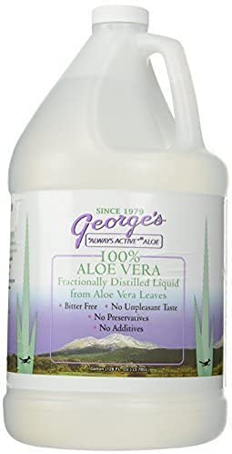 Close up label of George's Always Active Aloe Vera liquid supplement