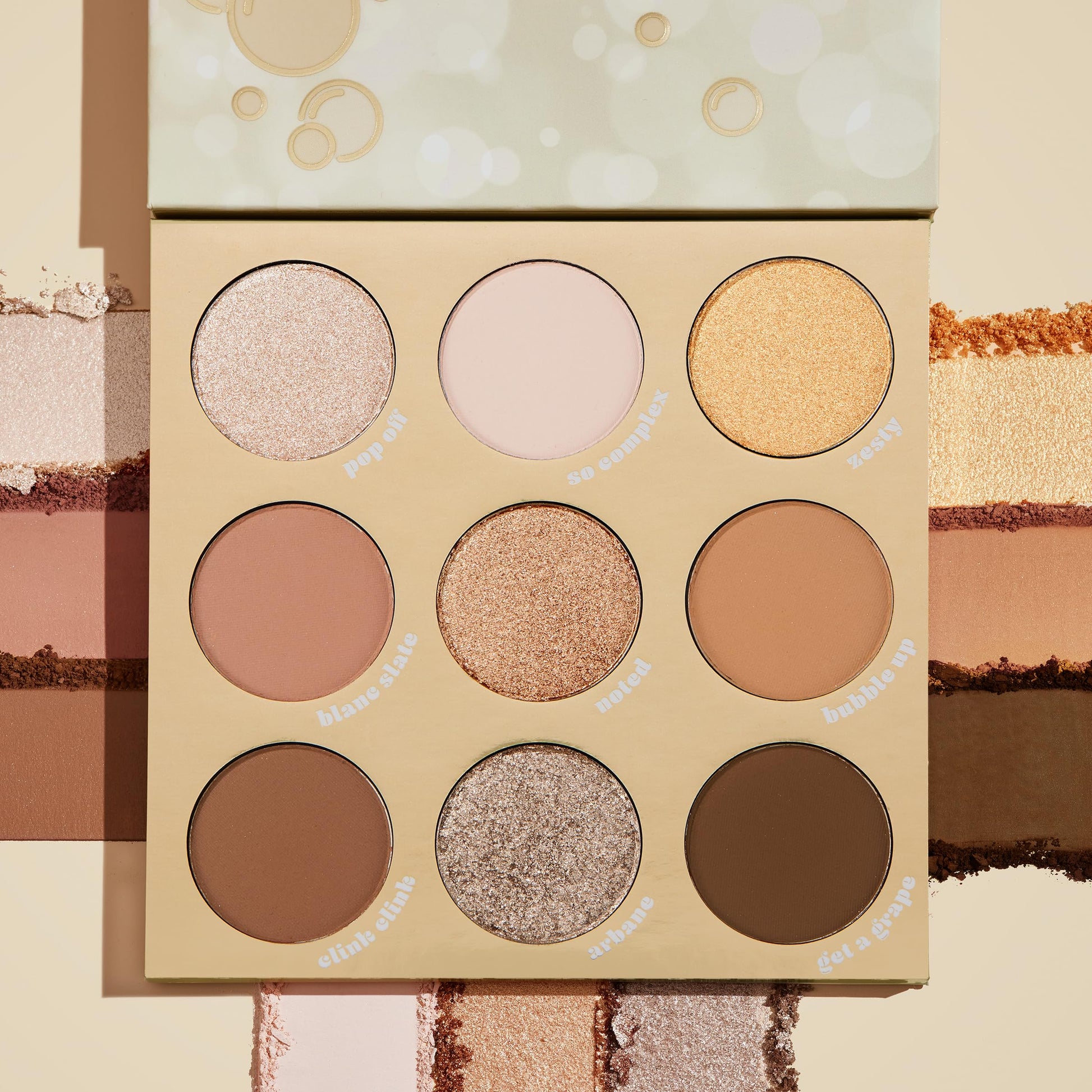 Open ColourPop Feelin Bubbly palette showing nine shades