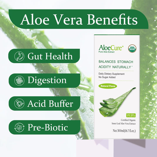 Two bottles of AloeCure organic aloe extract juice 500 milliliter pack