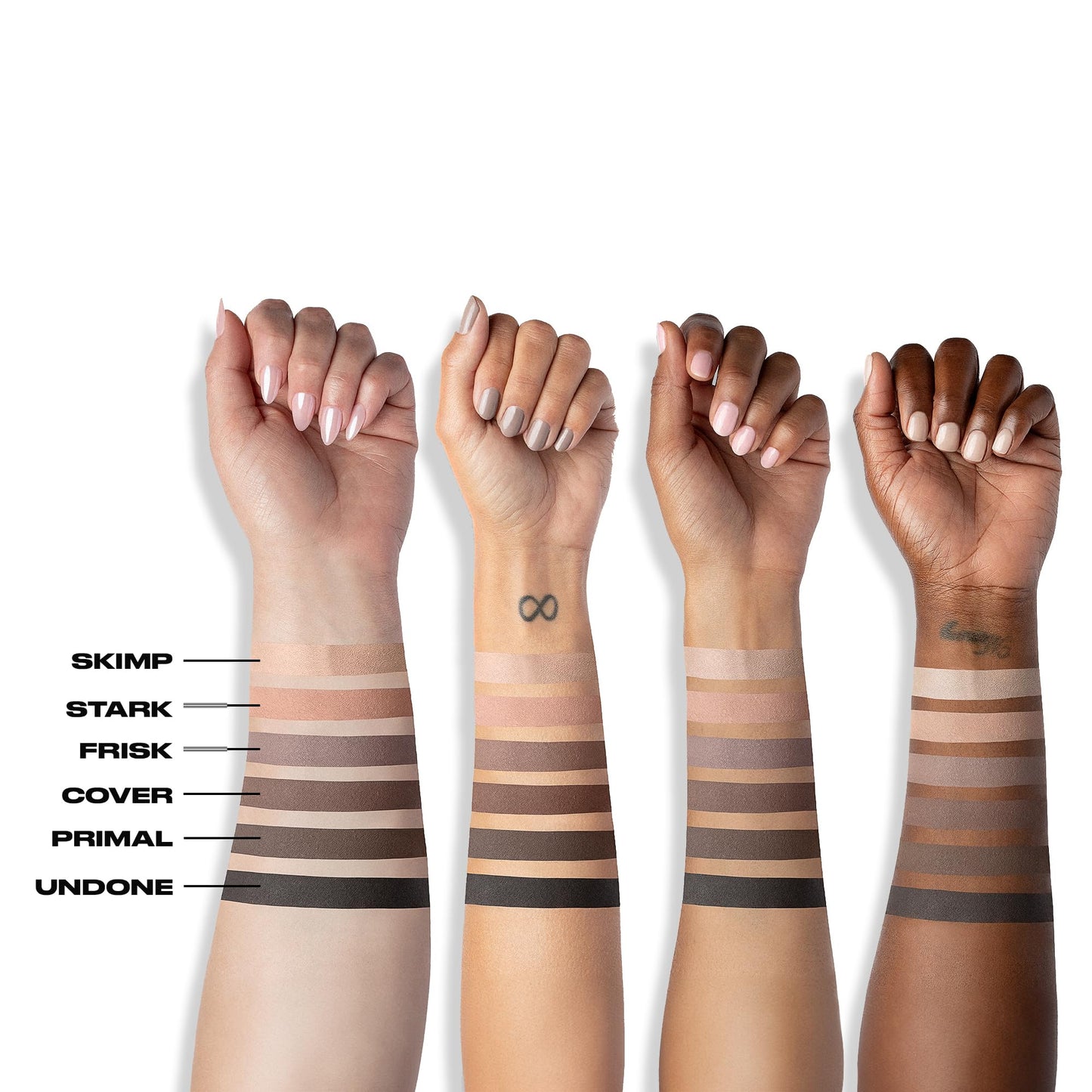 Close up of Urban Decay Naked 2 Basics neutral eyeshadow textures