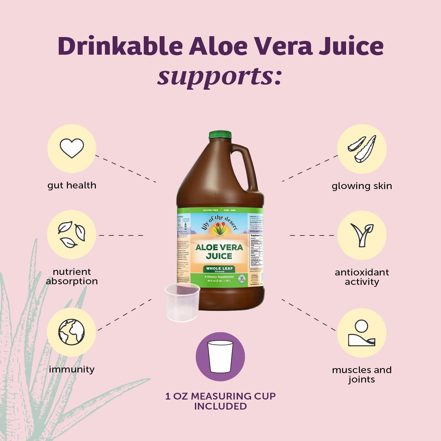 Organic certification seal on Lily of the Desert Aloe Vera bottle