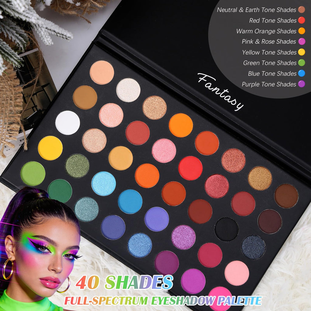 Ucanbe 39 colors eyeshadow palette open showing shade layout