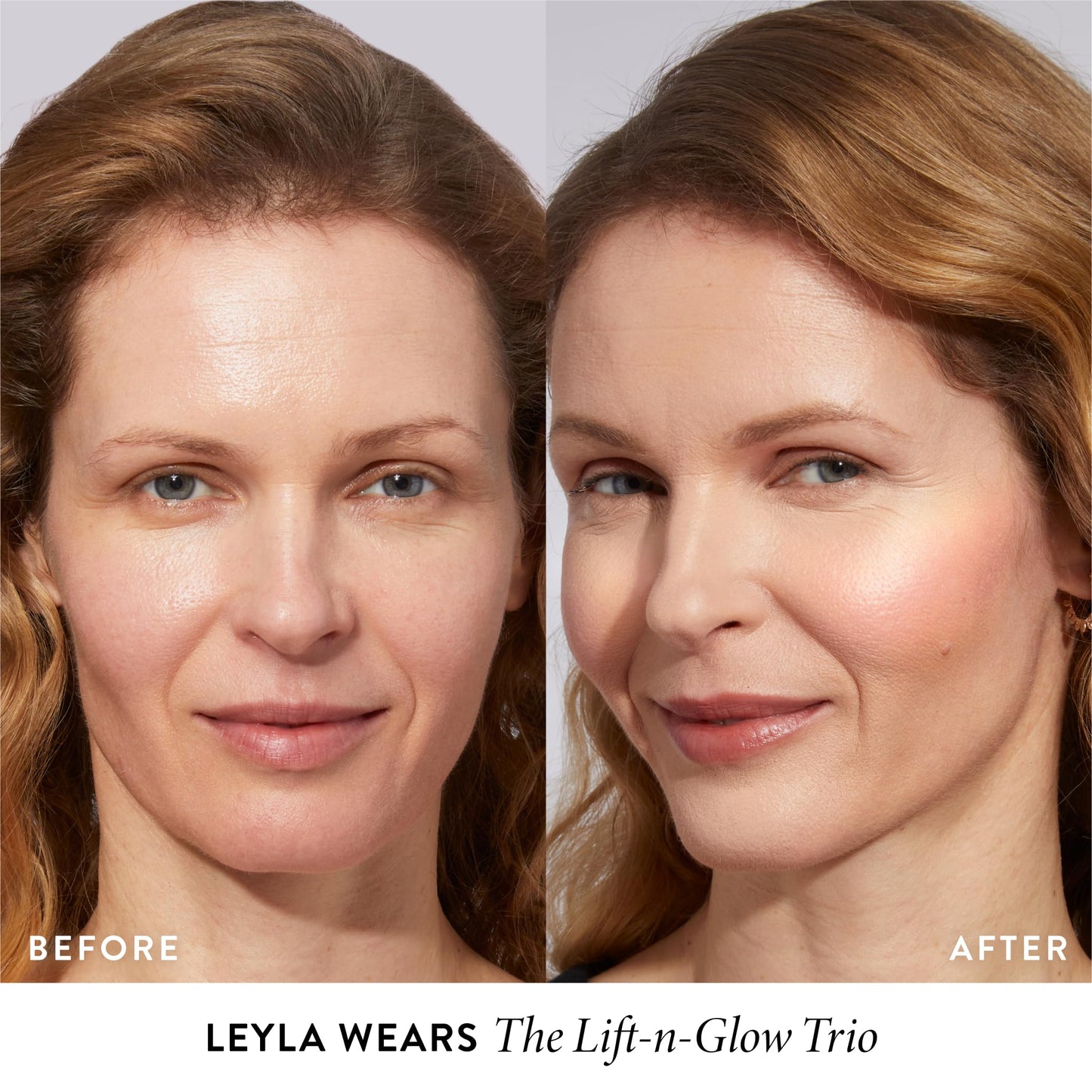 Open compact of Laura Geller Lift and Glow Trio showing bronzer blush and highlighter