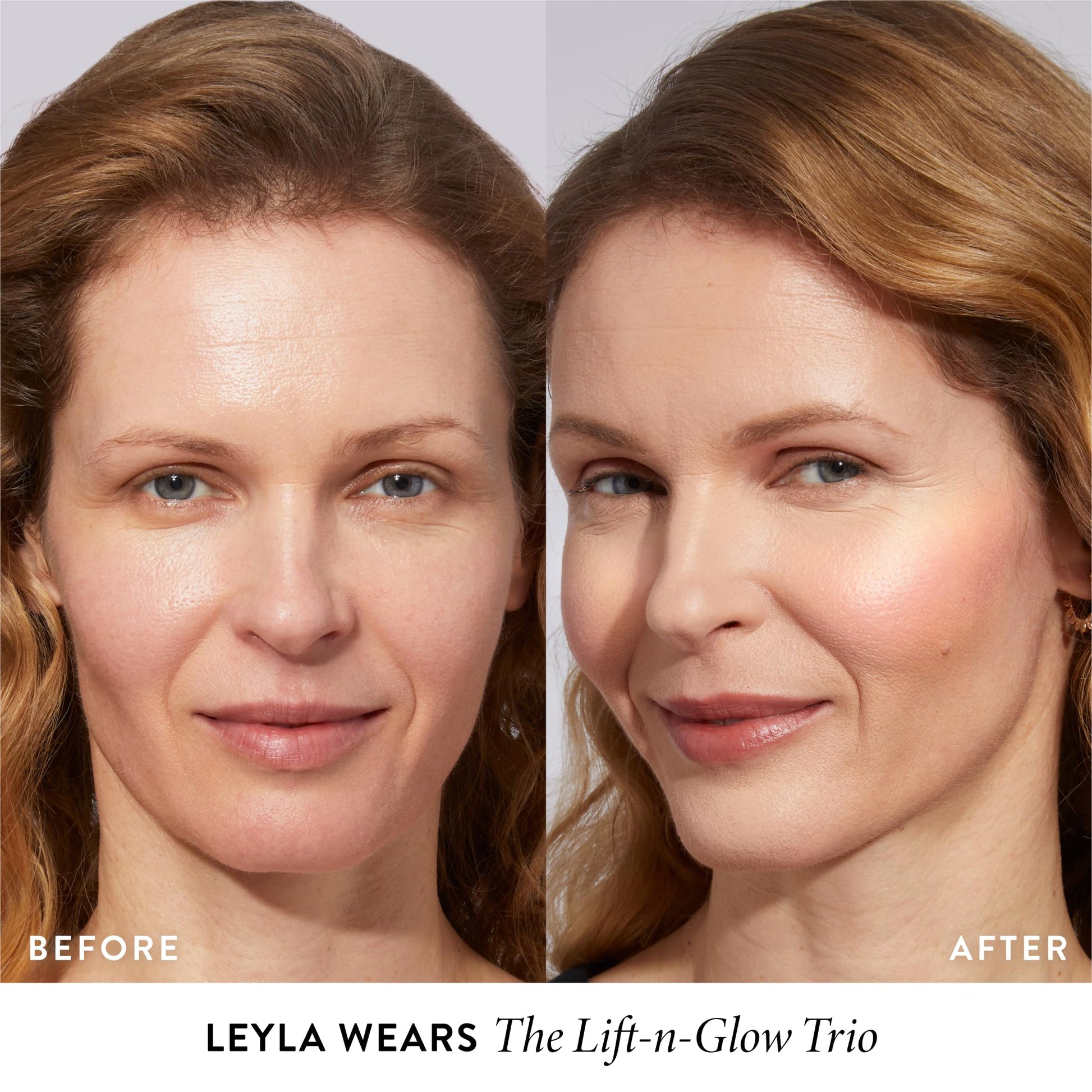 Open compact of Laura Geller Lift and Glow Trio showing bronzer blush and highlighter