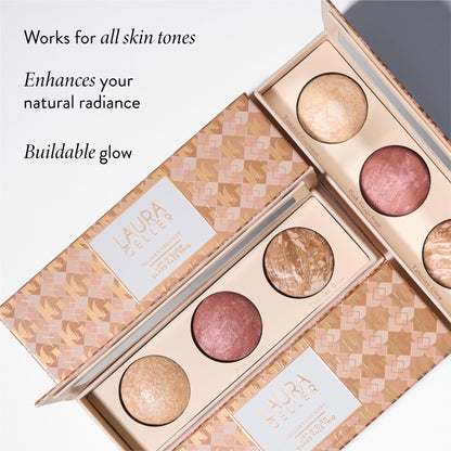 Close up texture of Laura Geller baked powder palette