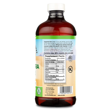 Lily of the Desert inner fillet aloe vera juice nutrition facts label