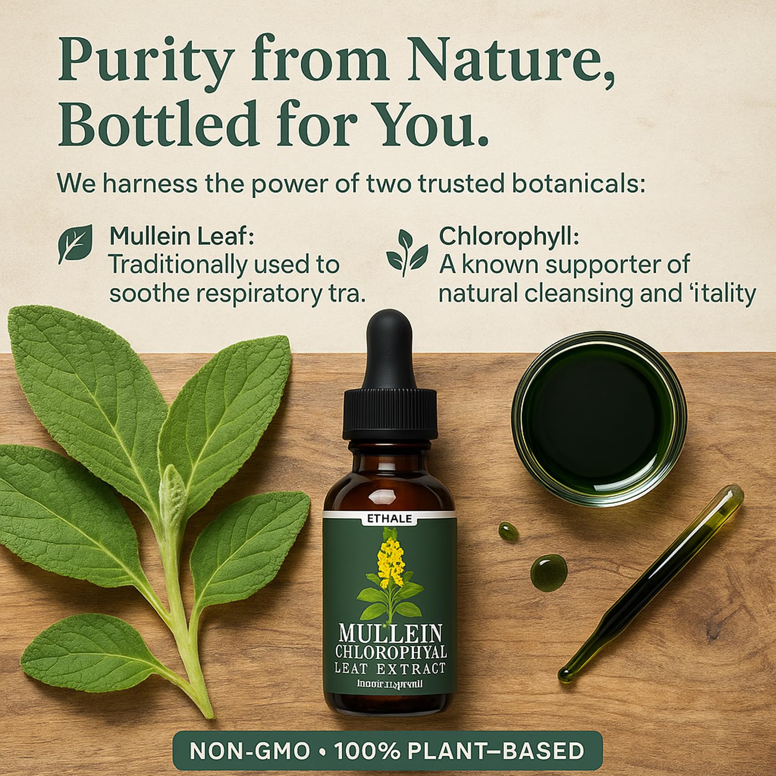 Ethale respiratory support liquid extract supplement bottle with dropper