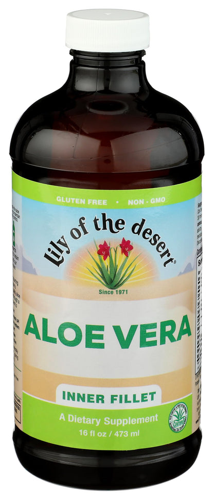 Serving suggestion of organic aloe vera juice in a glass