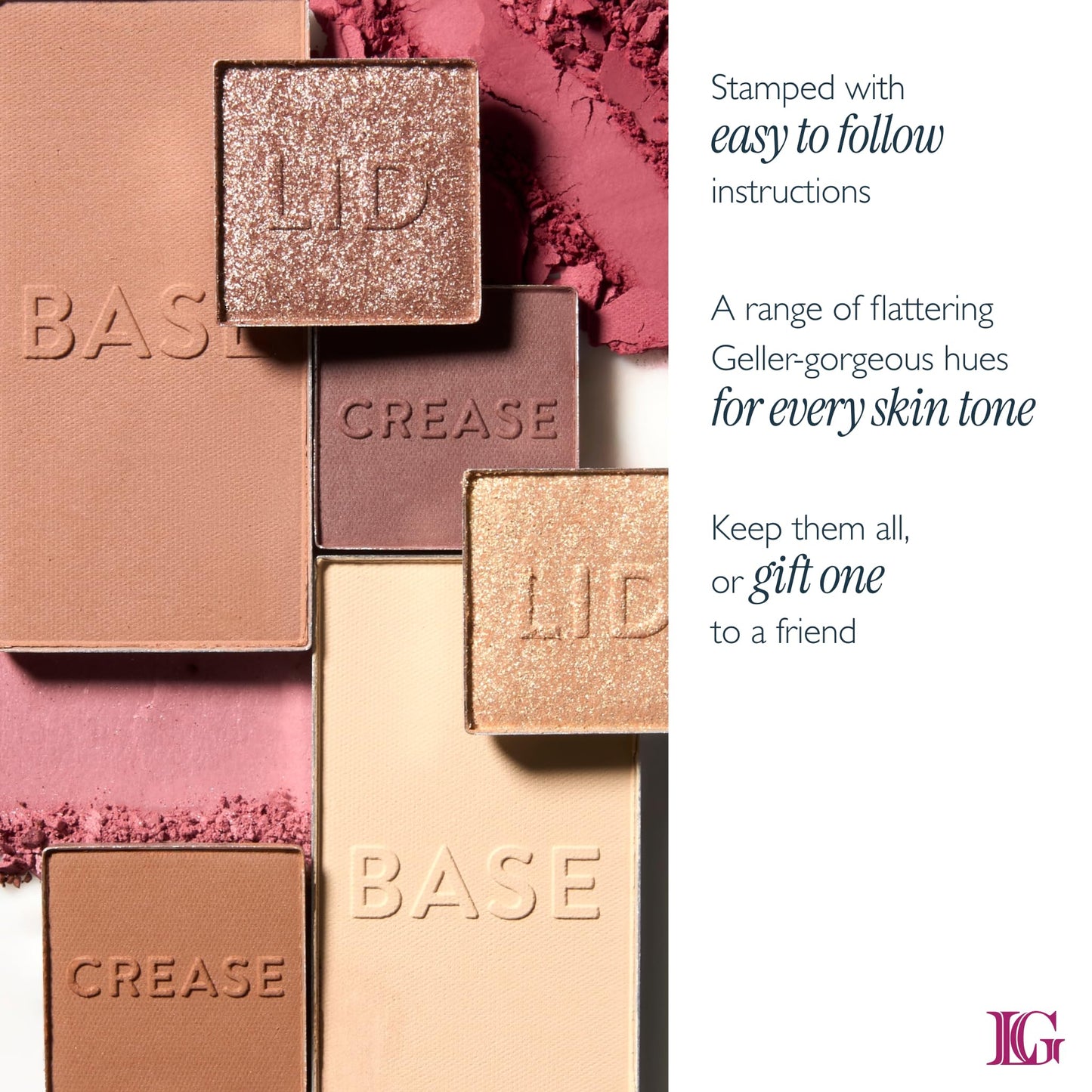 Side profile of travel friendly Laura Geller makeup compacts