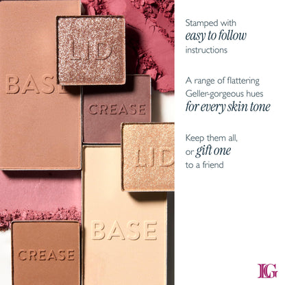 Side profile of travel friendly Laura Geller makeup compacts