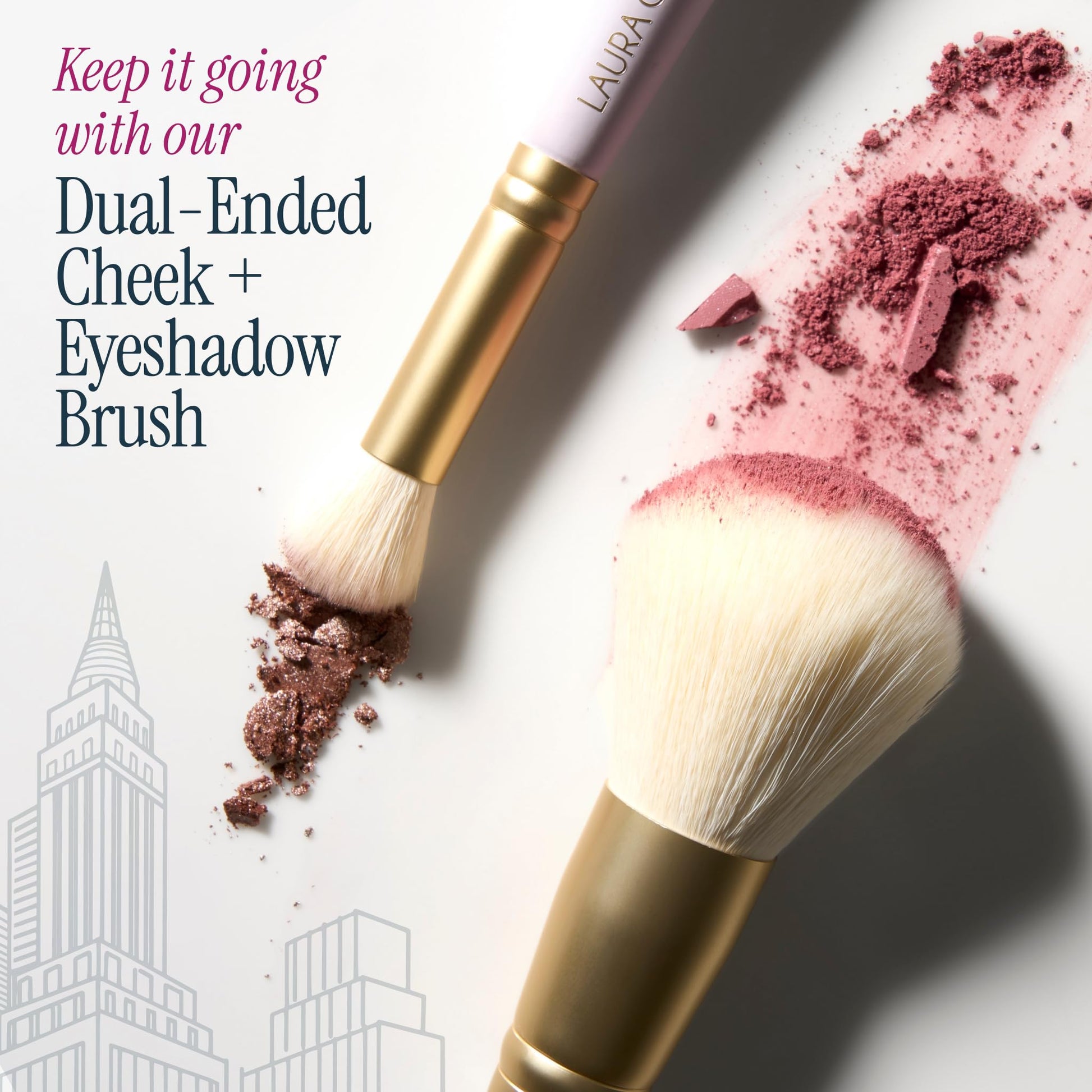 Swatch demonstration of the Glam On The Go eyeshadow and blush colors