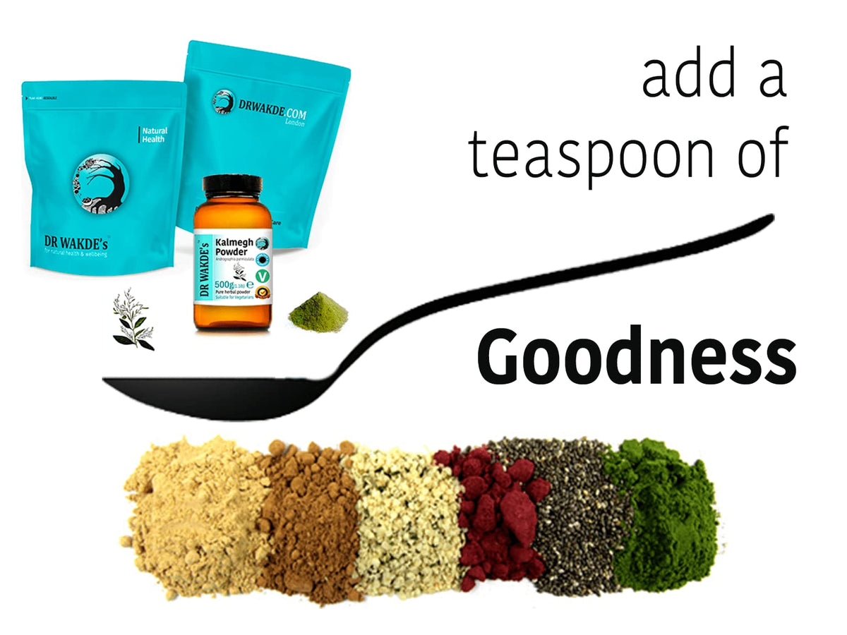 Side view of Dr Wakdes Kalmegh 100g container showcasing authentic import packaging details