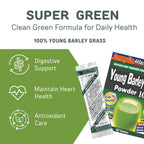 Yamamoto Kanpoh pure green superfood packaging details showing non-GMO and gluten-free certification labels.