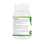 Morsan Healthcare Kalmegha herbal supplement bottle demonstrating the 100% vegetarian and gluten-free product seals.