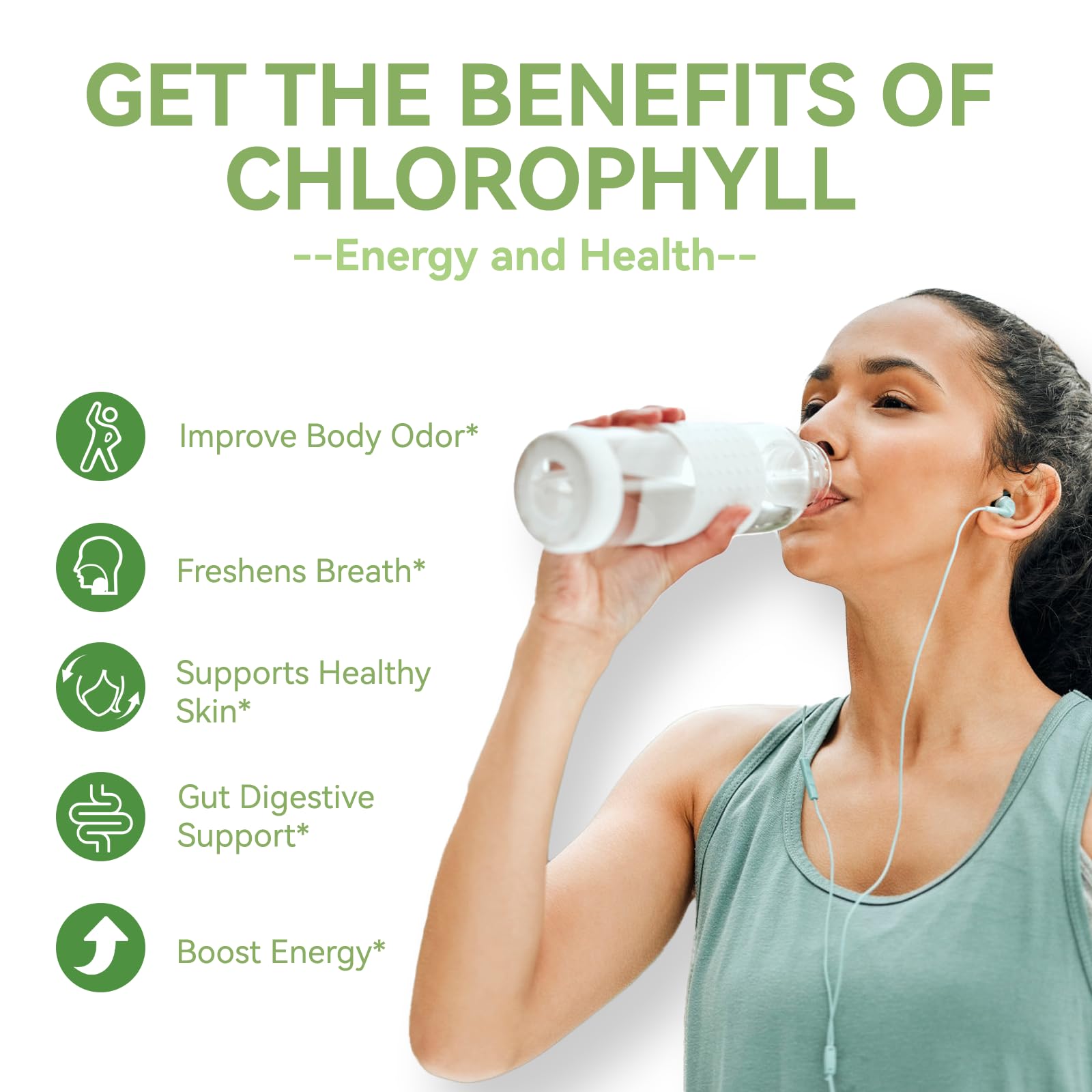EAZGOO lemon flavor chlorophyll gummies for body odor supplement facts label