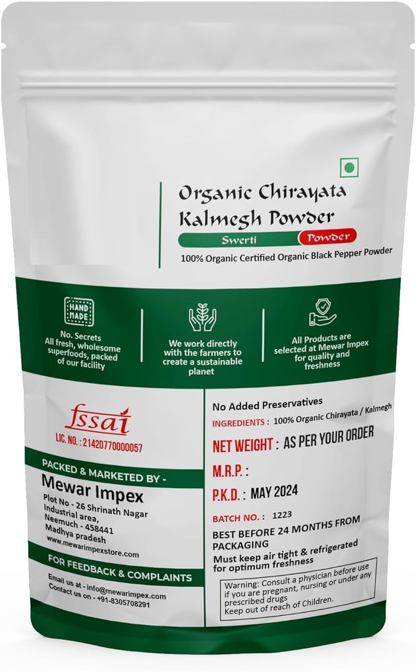 Generic Swertia Chirata herbal bitter powder packaging showing product details