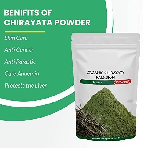 Natural organic Kalmegh Chirata bitter stick botanical powder close up view