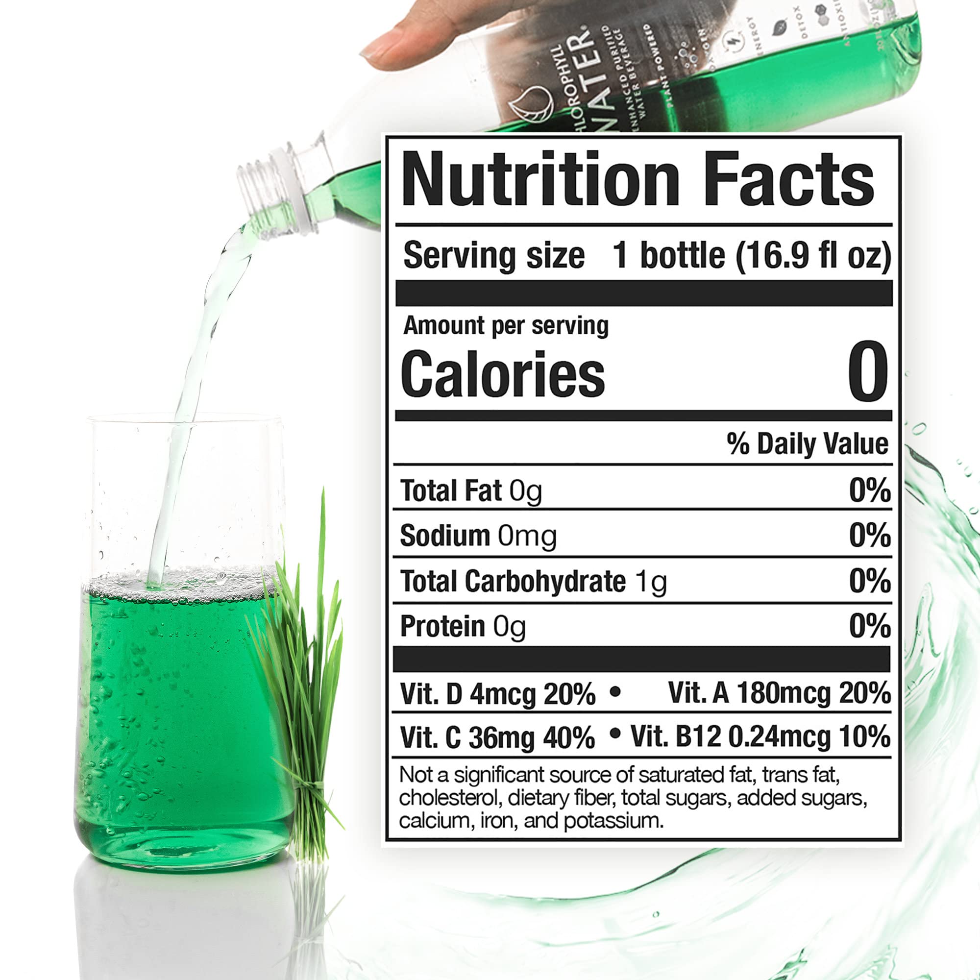 Liquid chlorophyll drops in ultra purified water bottles for glowing skin