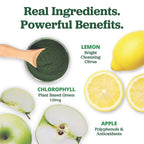 PuriVibe Chlorophyll lemonade blend individual travel sachets on a clean background