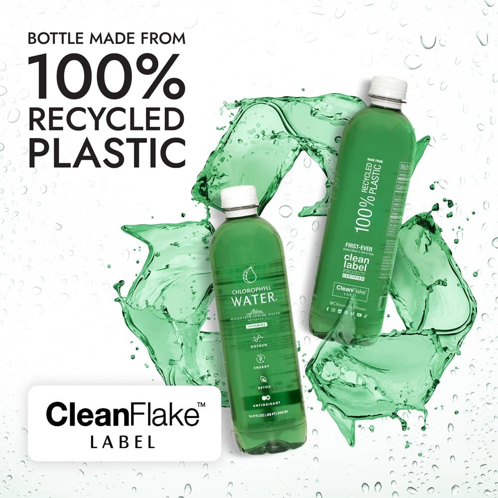 Chilled chlorophyll purified water bottle with natural spearmint and lemon flavor