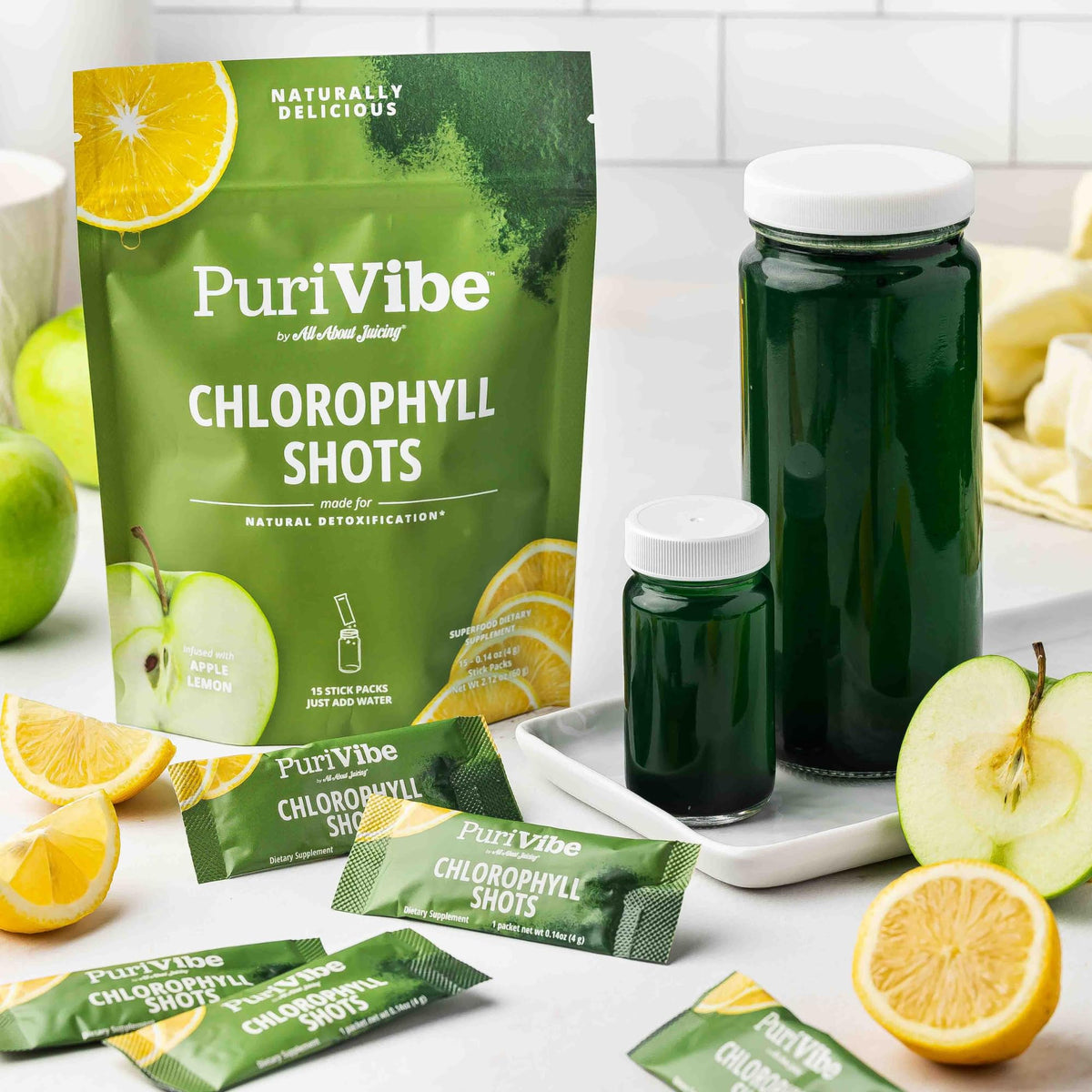 Authentic imported USA chlorophyll powder stick packs for internal freshness and body odor support
