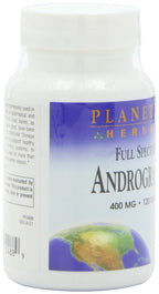Packaging of Planetary Herbals Andrographis tablets showing professional herbalist approval and formulation details.