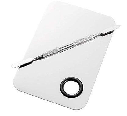 Dual ended stainless steel spatula tool for cosmetic blending