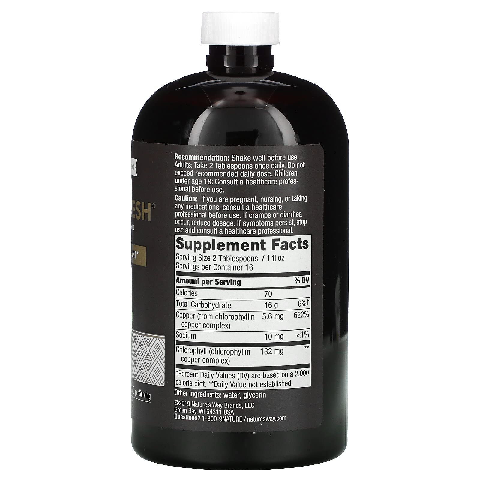 Nature's Way unflavored internal deodorant liquid supplement packaging details