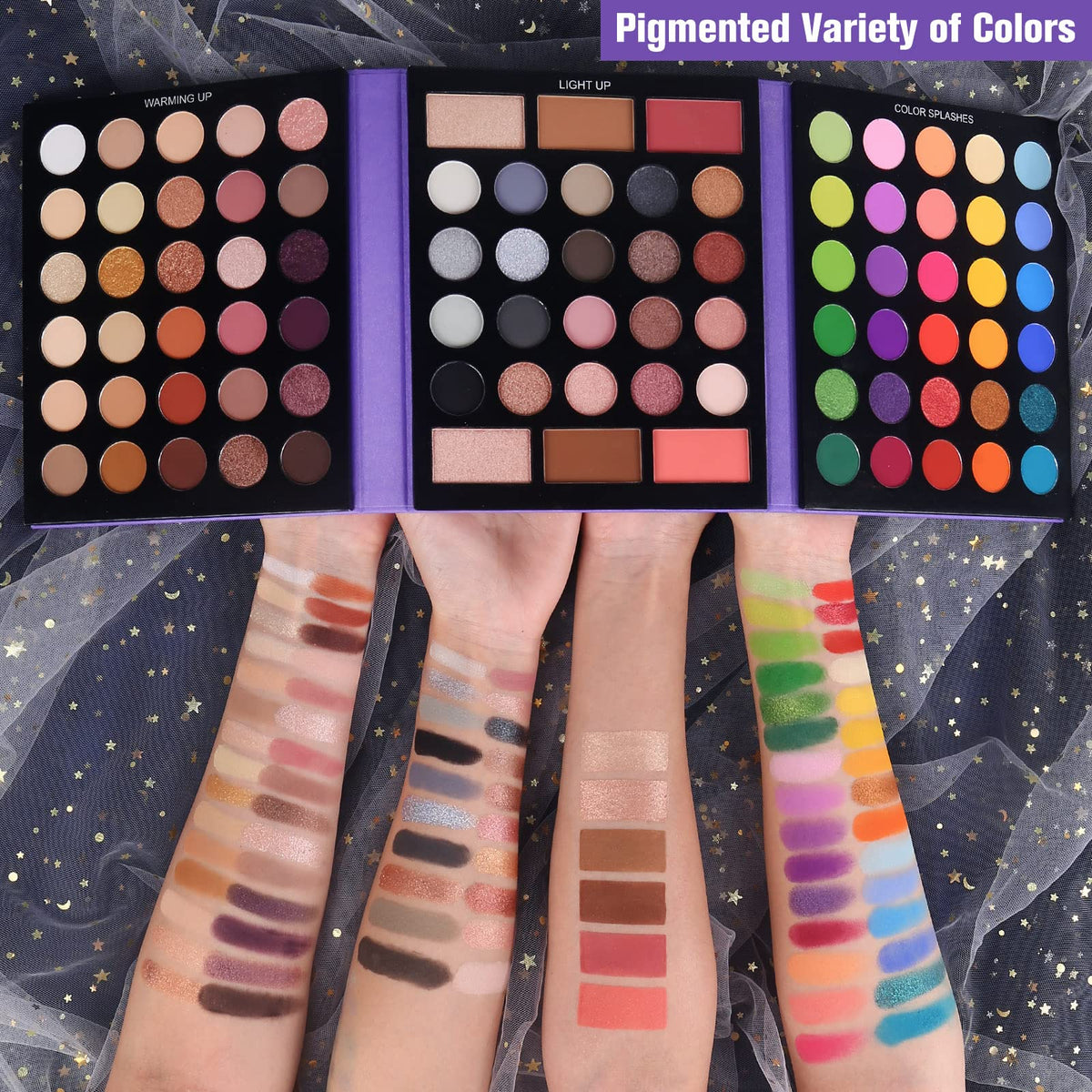Ucanbe makeup palette with 15 piece brush set displayed together