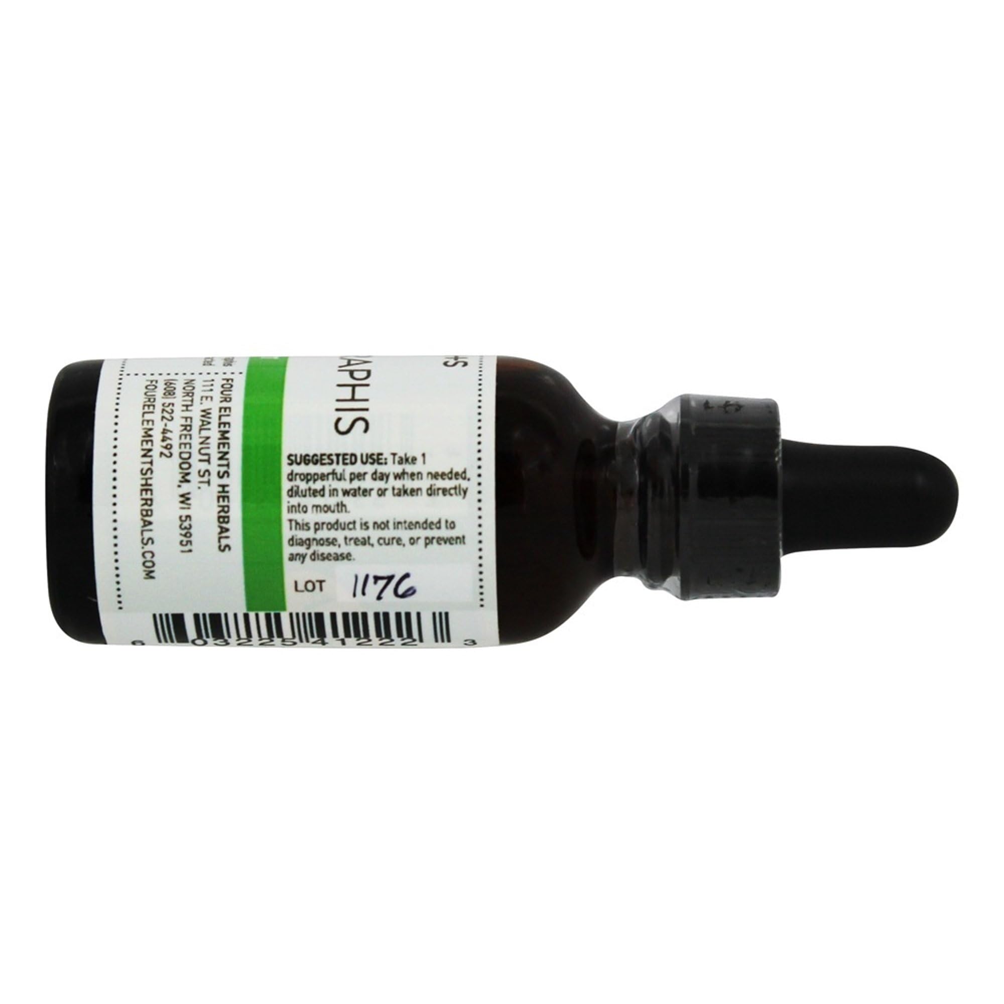 Four Elements organic fresh herb extract liquid dropper bottle packaging details.