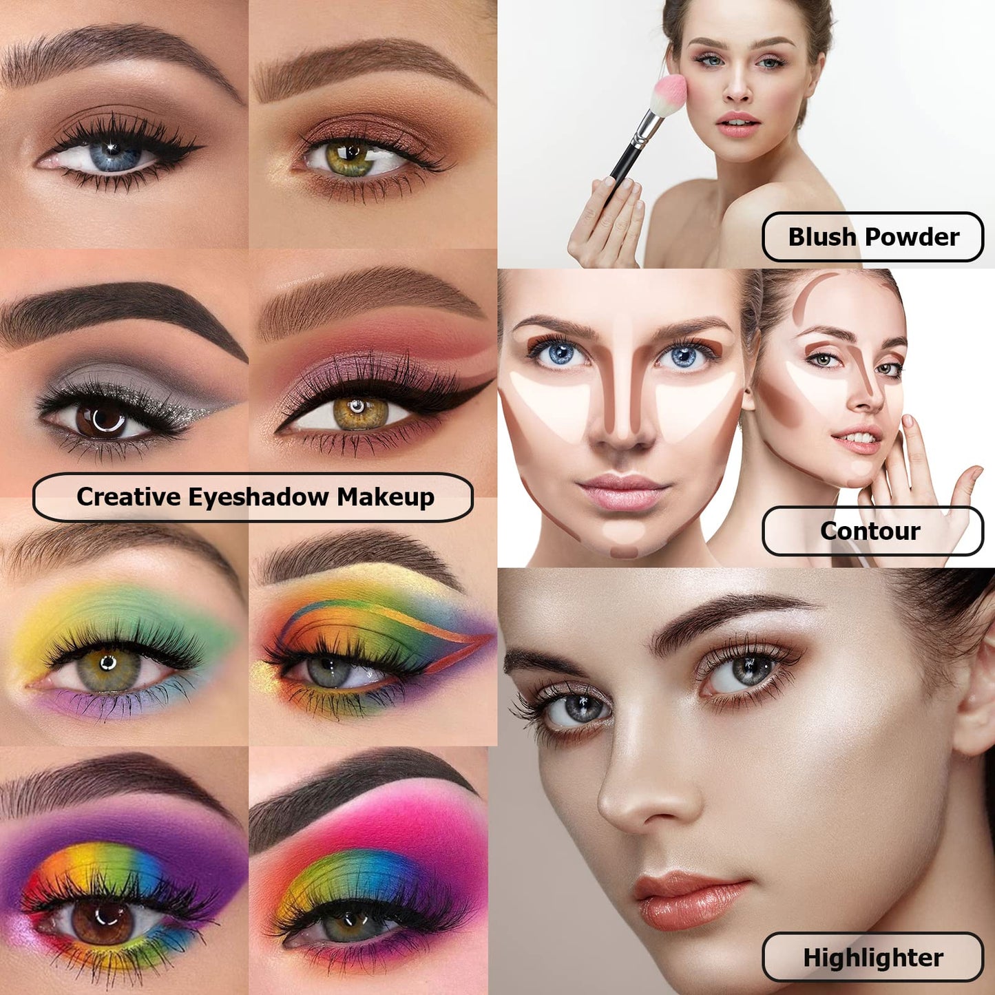 UCANBE palette blush and contour powder sections close up