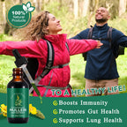 Side profile of AIKUWWOIRQIA Chlorophyll and Mullein respiratory support bottle showing the liquid dropper