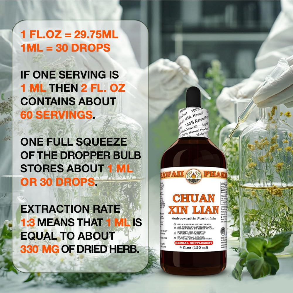 Hawaii Pharm Chuan Xin Lian 120 ml liquid dropper bottle packaging details