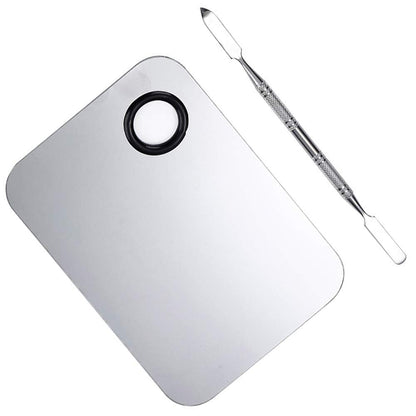 Top view of rectangular stainless steel cosmetic tray