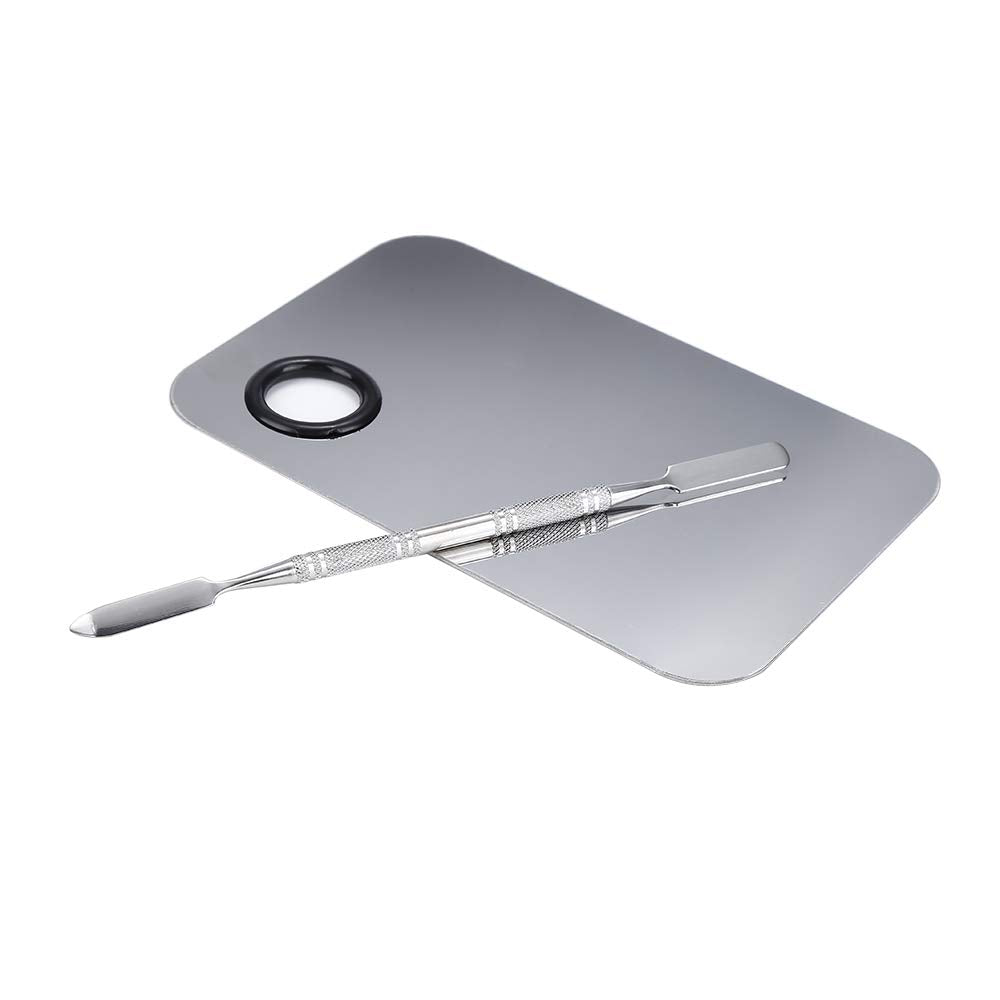 Side view of stainless steel palette and blending tool