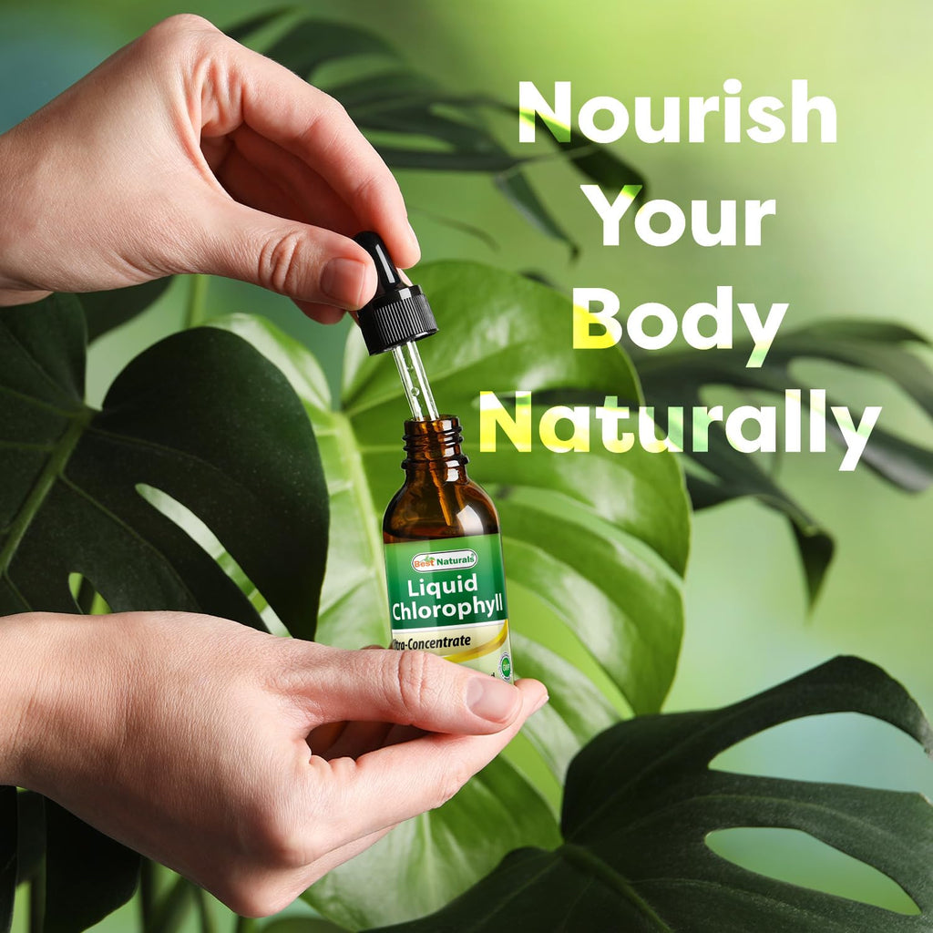 Best Naturals Liquid Chlorophyll 60ml packaging demonstrating authentic imported product security seals
