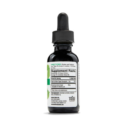365 by Whole Foods Market liquid chlorophyll drops packaging showcasing premium USA imported dietary supplement.