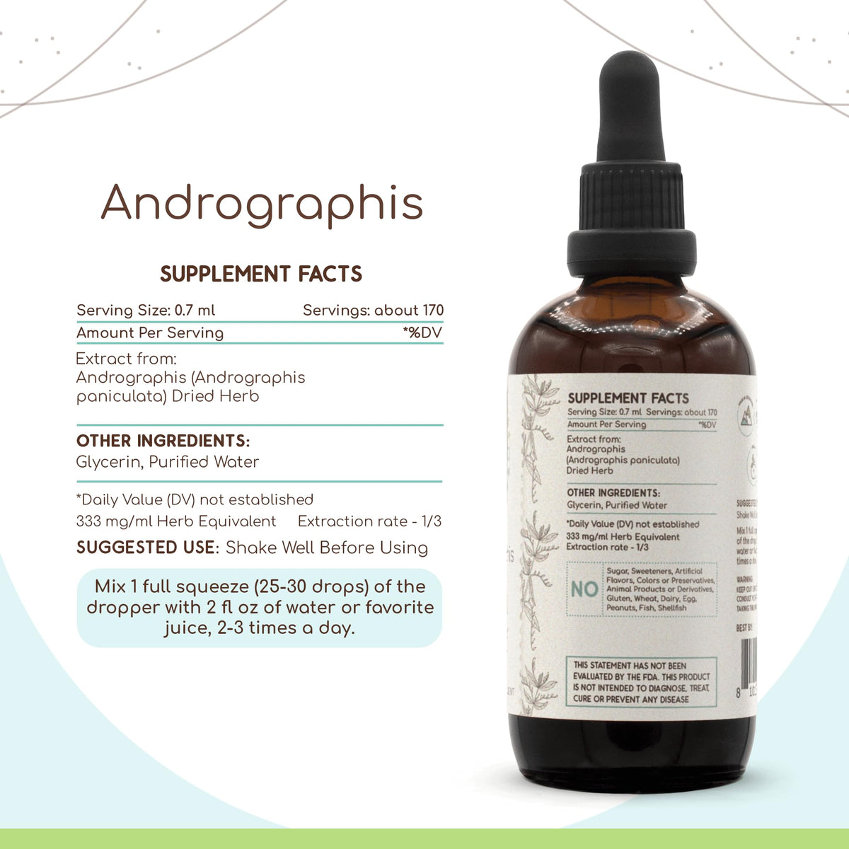 Back label of HerbEra King of Bitters tincture showcasing natural ingredients.