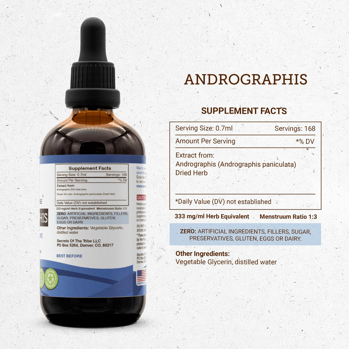 Authentic USA imported Secrets of the Tribe Chuan Xin Lian herbal glycerite dietary supplement.