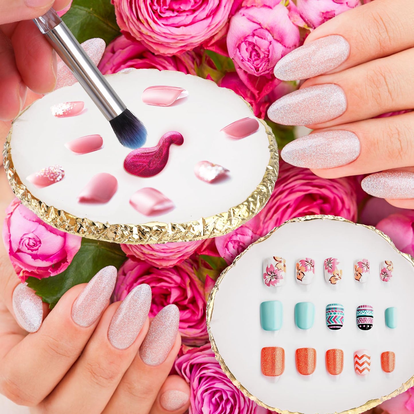 Ouligay irregular shaped nail polish mixing tray for makeup
