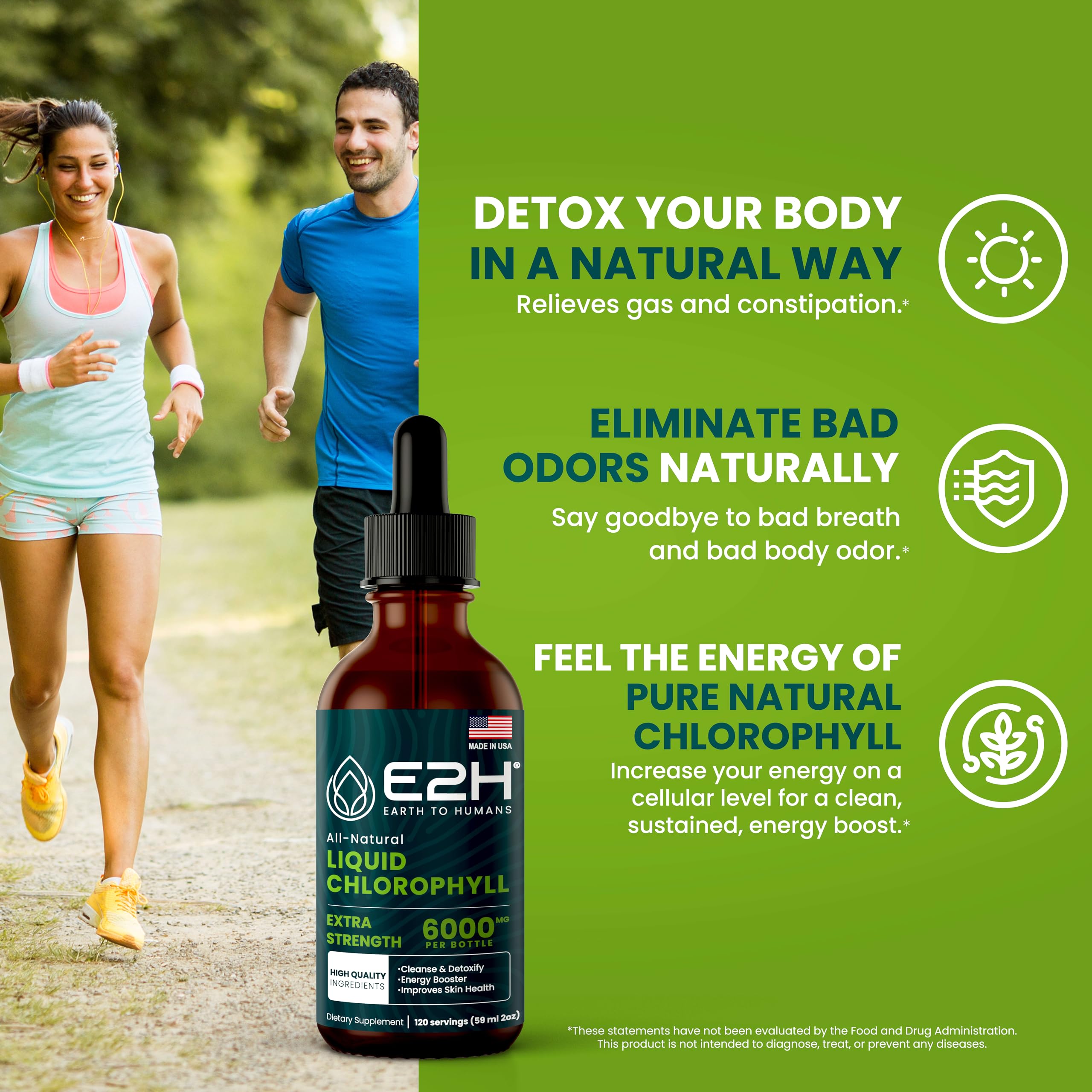 Peppermint flavored liquid chlorophyll supplement drops showcasing its clean gut detox features