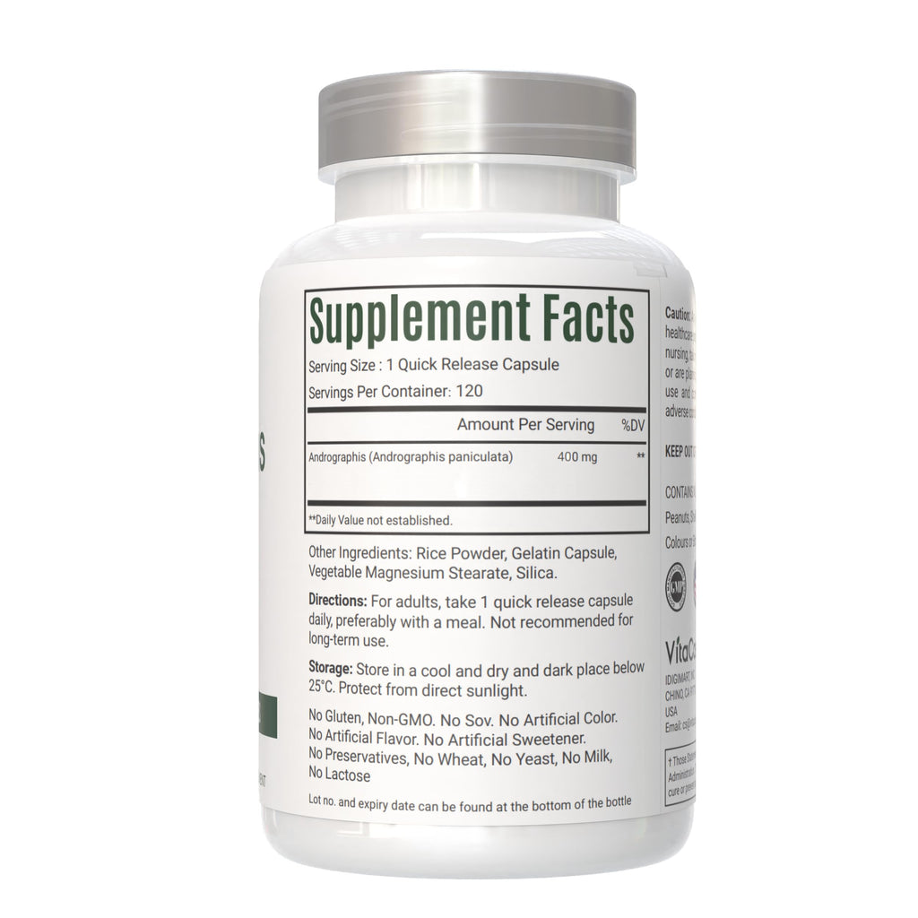 VitaCosmoX Andrographis 8000mg quick release capsules premium USA import details