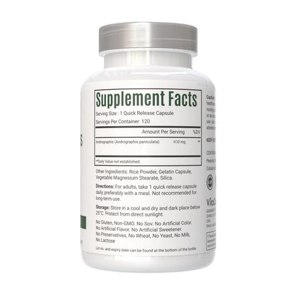 VitaCosmoX Andrographis 8000mg quick release capsules premium USA import details