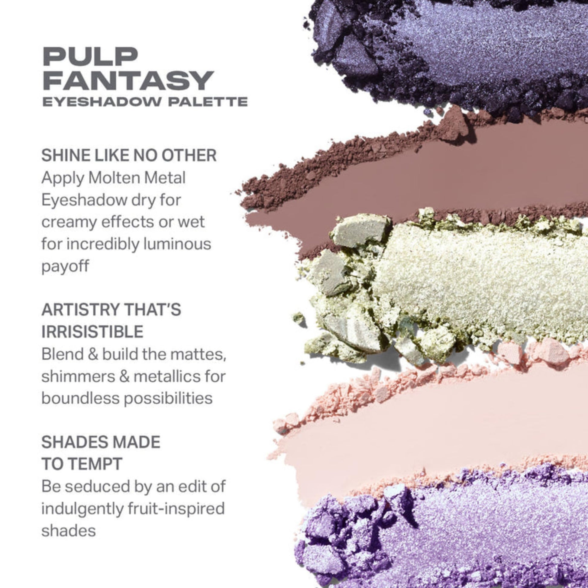 Close up of Morphe foil-effect eyeshadow texture