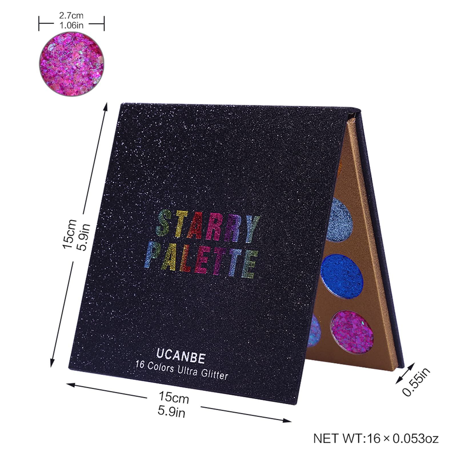 Ucanbe glitter eyeshadow palette with makeup brush