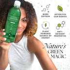 Liquid chlorophyll beverage bottles showing organic lemon and spearmint ingredients.