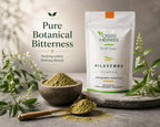 Close up view of the green unadulterated Yogis Herbs Andrographis paniculata loose herbal powder.