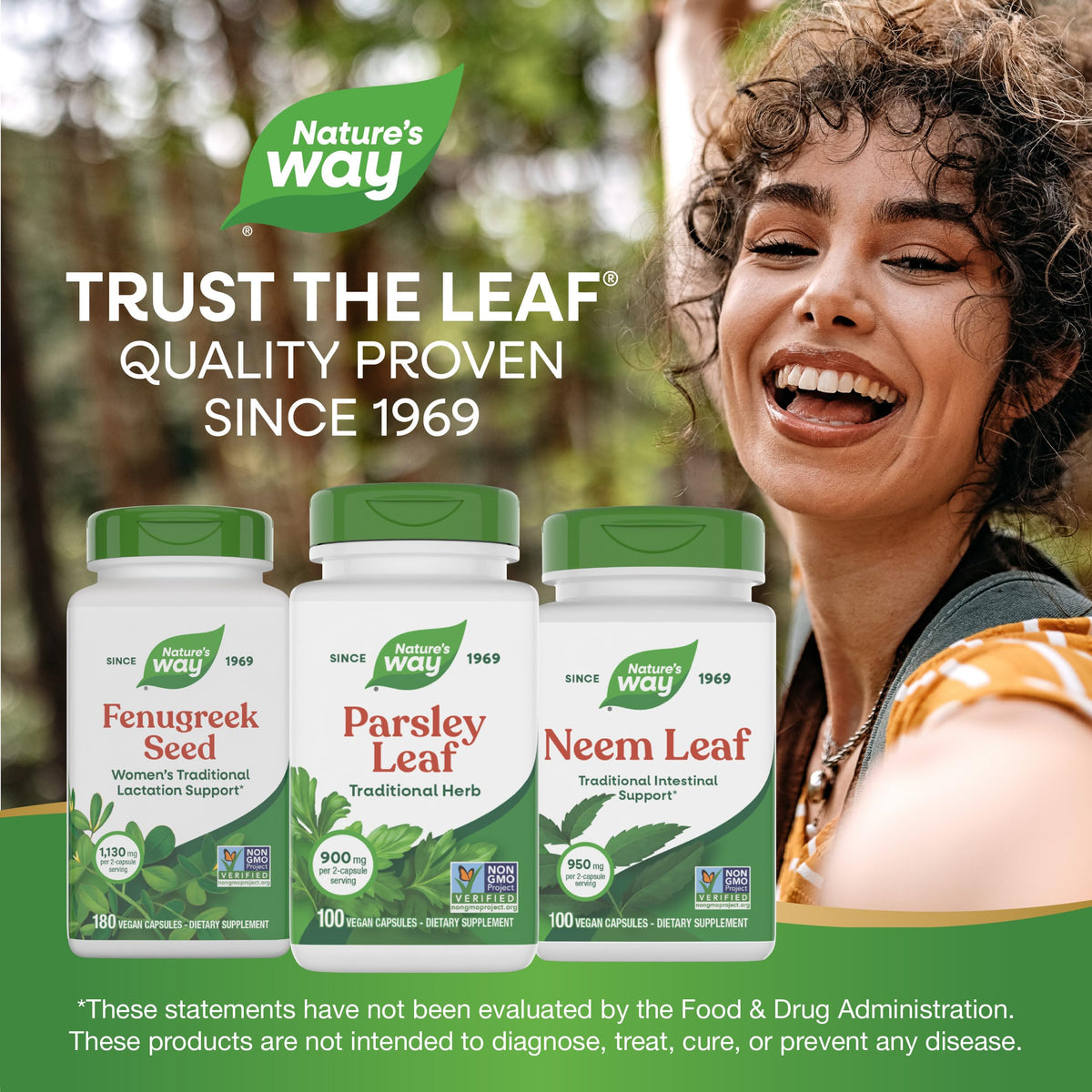 Premium quality green herbal supplement packaging for daily digestive wellness and freshness