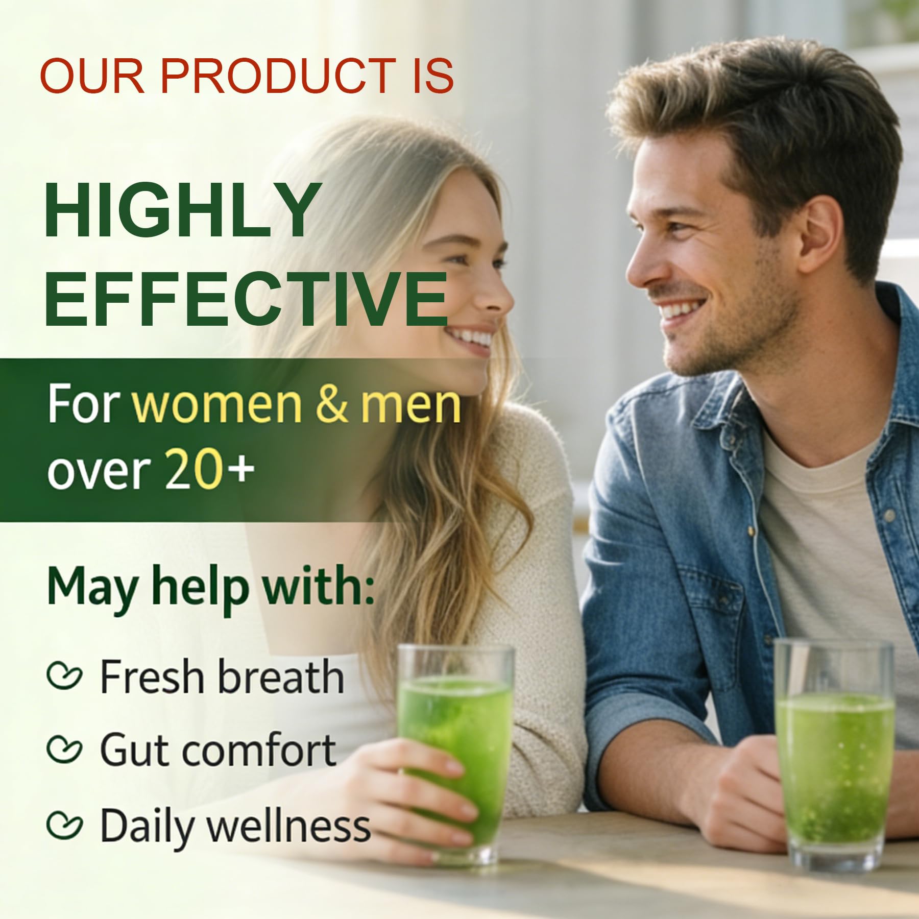 Swiyie plant based herbal chlorophyll packets mixed in a fresh glass of water