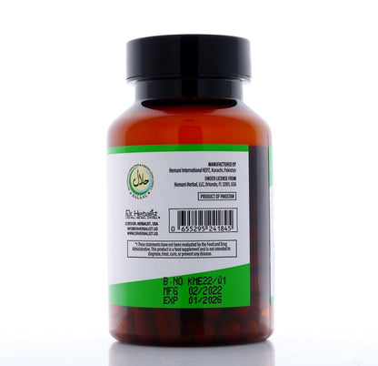 Close up of Dr. Herbalist clean formula capsules bottle highlighting zero artificial fillers.